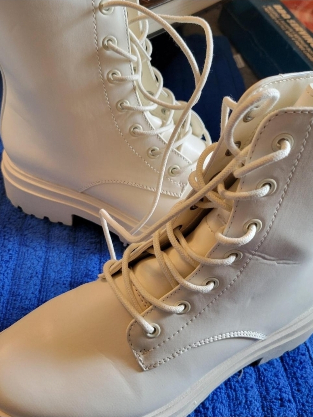 Women's Lace-Up Combat Boots in White - Classic Neutral Style